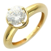 Кольцо с 1 фианитом весом 2.4 карат из желтого золота 585 пробы