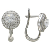 Серьги с 70 фианитами весом 3.52 карат из белого золота 585 пробы