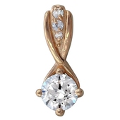 Подвеска с 4 фианитами весом 0.92 карата из красного золота 585 пробы