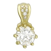Подвеска с 7 фианитами весом 1.97 карата из желтого золота 585 пробы