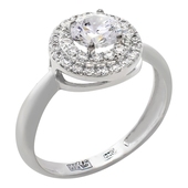 Кольцо с 35 фианитами весом 1.83 карата из белого золота 585 пробы