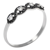 Кольцо с 4 фианитами весом 0.25 карата, 45 фианитами весом 0.22 карата из белого золота 585 пробы