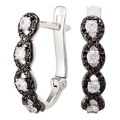 Серьги с 8 фианитами весом 0.5 карата, 90 фианитами весом 0.45 карата из белого золота 585 пробы