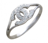 Кольцо из белого золота 585 пробы с фианитами