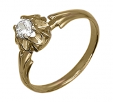 Кольцо из комбинированного золота 585 пробы с фианитами