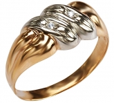 Кольцо из красного золота 585 пробы с фианитами