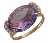 Кольцо из красного золота 585 пробы с аметистом и фианитами