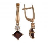 Серьги из красного золота 585 пробы с фианитами