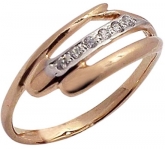 Кольцо с фианитами из красного золота 585 пробы