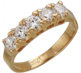 Кольцо с фианитами из красного золота 585 пробы