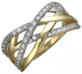 Кольцо с фианитами из желтого золота 585 пробы