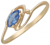 Кольцо с синтетическим гранатом из красного золота 585 пробы