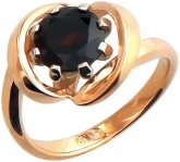 Кольцо с гранатом из комбинированного золота 585 пробы
