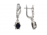 Серьги с корундом и цирконом из серебра 925 пробы