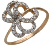 Кольцо с бриллиантами из красного золота 585 пробы