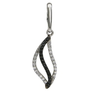 Подвеска с белыми и черными фианитами из белого золота 585 пробы