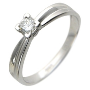 Кольцо с 1 бриллиантом весом 0.26 карата из белого золота 750 пробы