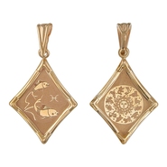 Подвеска знаки зодиака «Рыбы» без вставок из красного золота 585 пробы