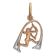 Подвеска знаки зодиака «Стрелец» с фианитами из красного золота 585 пробы