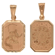 Подвеска знаки зодиака «Водолей» без вставок из красного золота 585 пробы