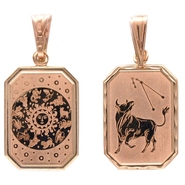 Подвеска знаки зодиака «Телец» без вставок из красного золота 585 пробы