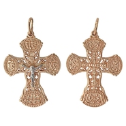 Крест нательный без вставок из комбинированного золота 585 пробы