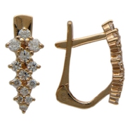 Серьги с 26 фианитами весом 0.98 карата из красного золота 585 пробы