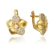 Серьги с фианитами из желтого золота 585 пробы