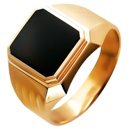 Печатка с ониксом из красного золота 585 пробы