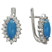 Серьги с жадеитом и цирконом из серебра 875 пробы