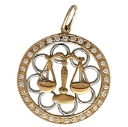 Подвеска с 33 фианитами из комбинированного золота 585 пробы