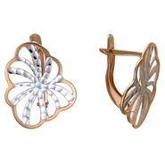 Серьги без вставок из красного золота 585 пробы