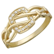 Кольцо с фианитами из красного золота 585 пробы