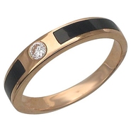 Печатка с ониксом и фианитами из красного золота 585 пробы