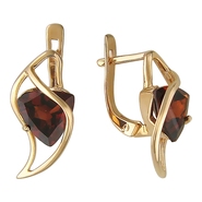 Серьги с 2 аметистами весом 2.96 карат из красного золота 585 пробы