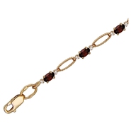 Браслет с 11 аметистами весом 1.27 карата, 22 фианитами весом 0.61 карата из красного золота 585 пробы