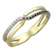 Кольцо с 26 фианитами весом 0.17 карата, 25 фианитами весом 0.16 карата из желтого золота 585 пробы