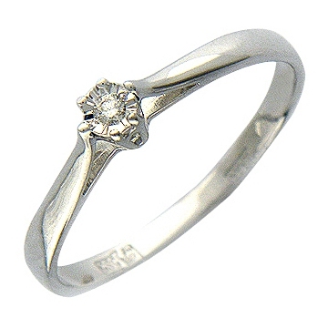 Кольцо с 1 бриллиантом весом 0.02 карата из белого золота 585 пробы