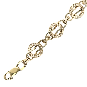 Браслет с фианитами из комбинированного золота 585 пробы