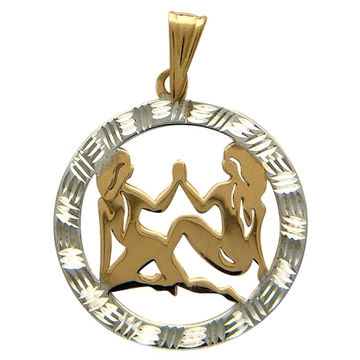 Подвеска знаки зодиака «Близнецы» без вставок из красного золота 585 пробы