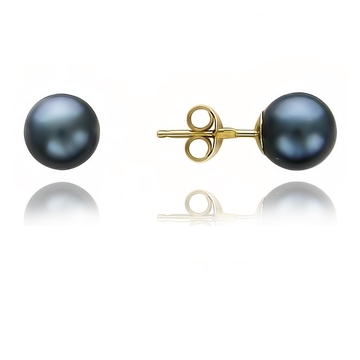 Серьги с жемчугом из желтого золота 585 пробы