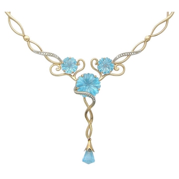 Колье с топазом и фианитами из красного золота 585 пробы