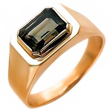 Печатка из красного золота 585 пробы с раух-топазом