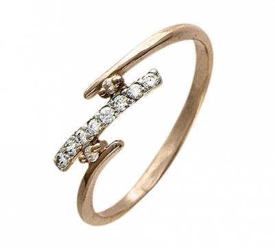 Кольцо из красного золота 585 пробы с фианитами