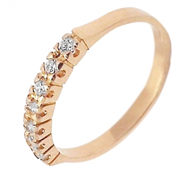 Кольцо из красного золота 585 пробы с фианитами