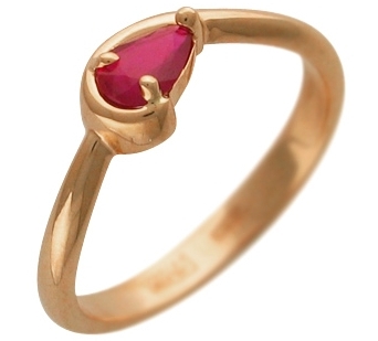 Кольцо из красного золота 585 пробы с изумрудом