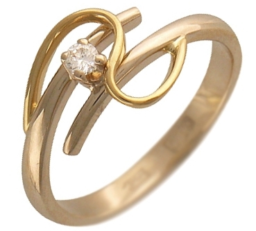 Кольцо из комбинированного золота 750 пробы с бриллиантом