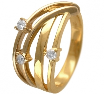 Кольцо из комбинированного золота 750 пробы с бриллиантом