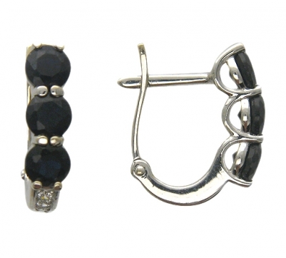 Серьги из белого золота 585 пробы с фианитами