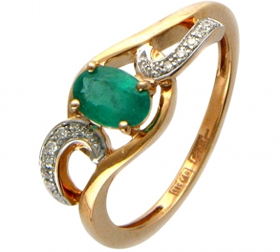 Кольцо из красного золота 585 пробы с бриллиантом